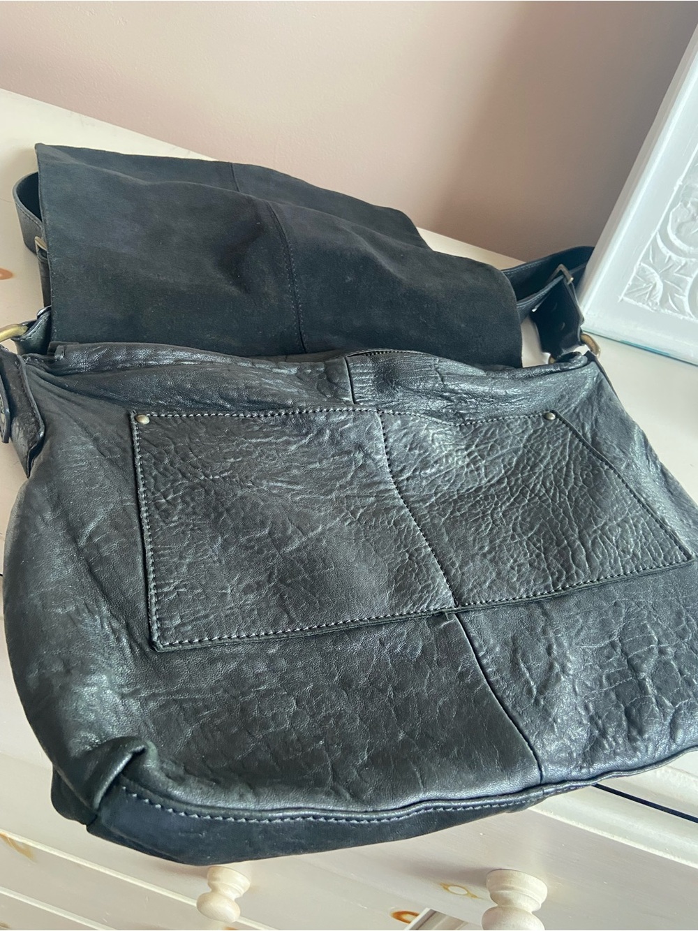 Beautiful Vintage Black Leather Large Italian Messenger Bag Gianni Notaro - Picture 3 of 14